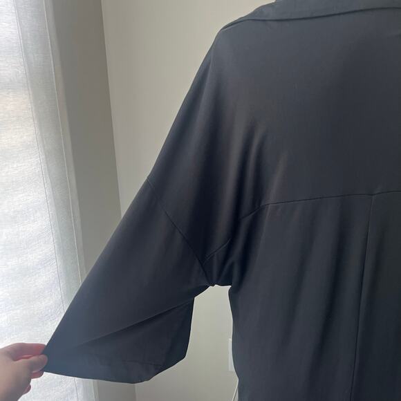 Zara Black Long Robe Coat Lightweight Full Length - Picture 7 of 9